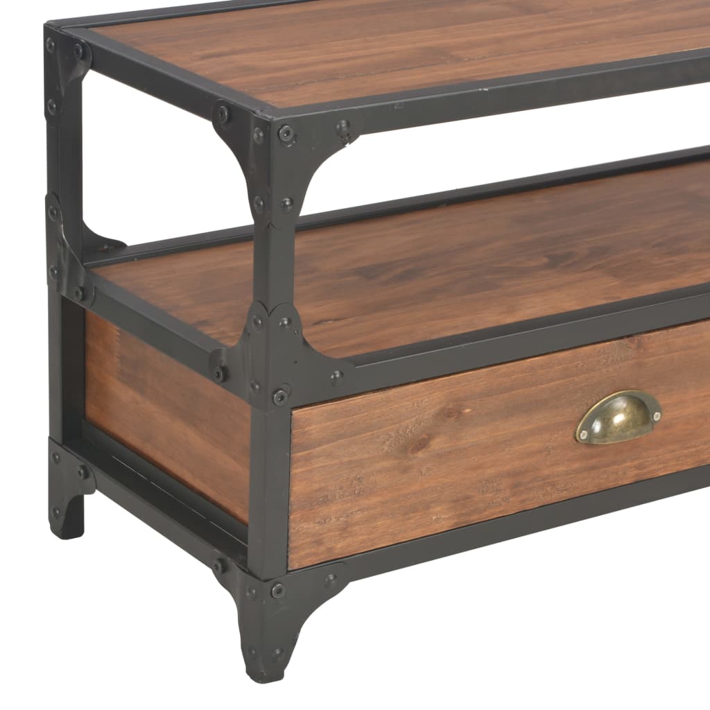 TV-Möbel Trä TV-Bänk med 2 lådor 120x30x40 cm massiv furu