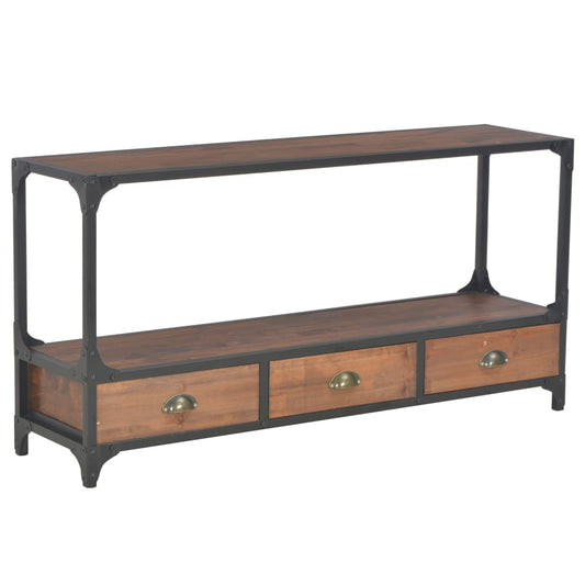 TV-Möbel Trä TV-Bänk med 3 lådor 120x30x60 cm massiv furu