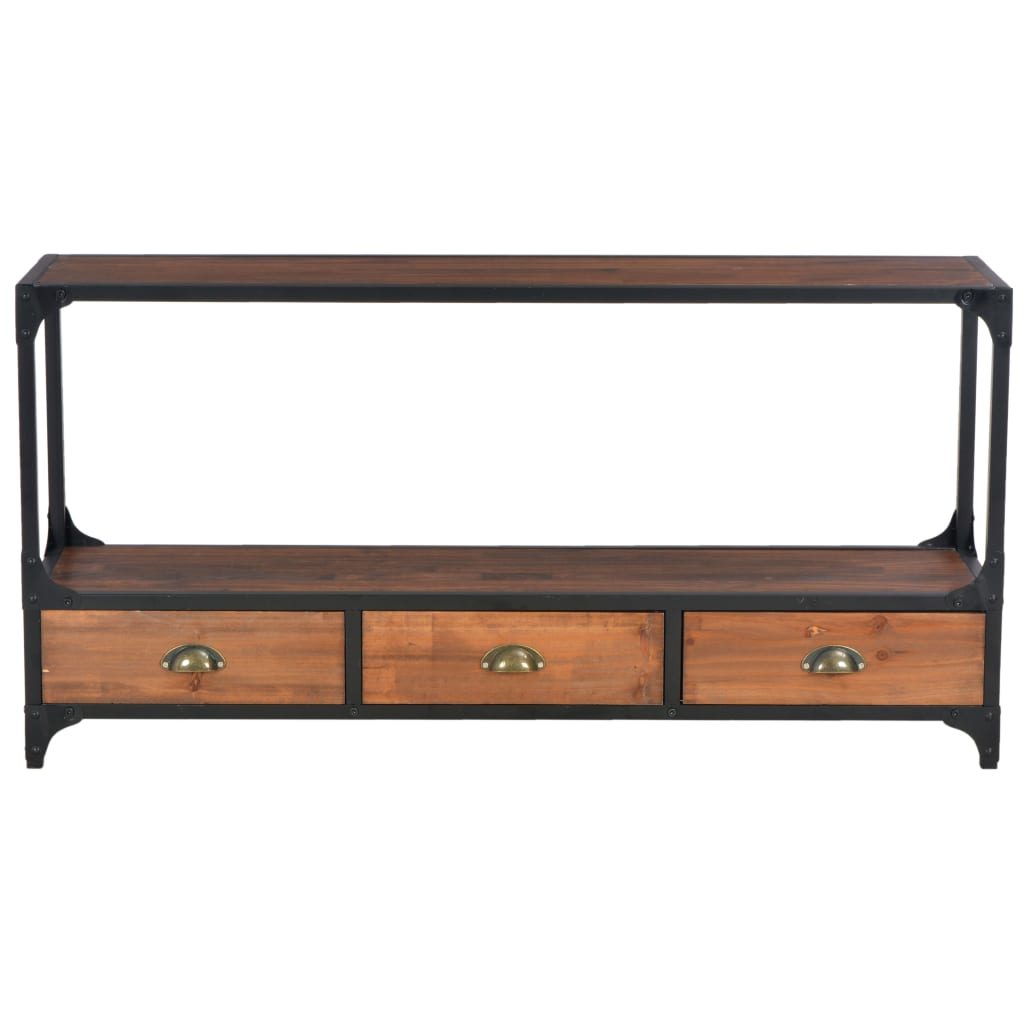 TV-Möbel Trä TV-Bänk med 3 lådor 120x30x60 cm massiv furu