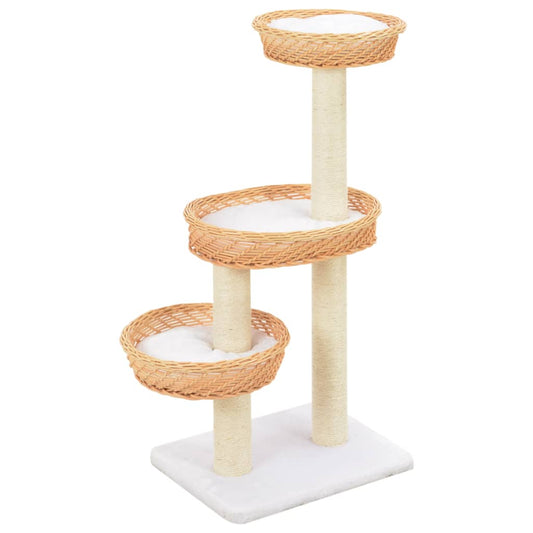 Kattmöbel Katträd med klöspelare i sisal & naturlig pil