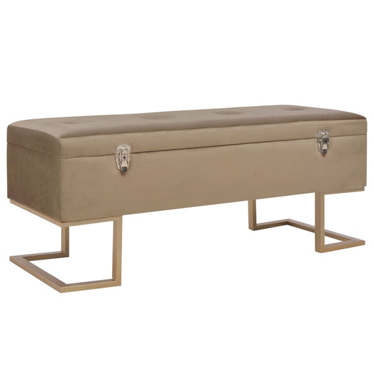 Hallbänk med förvaringsutrymme 105 cm beige sammet