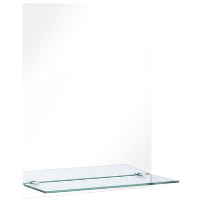 Väggspegel med hylla 50x70 cm härdat glas