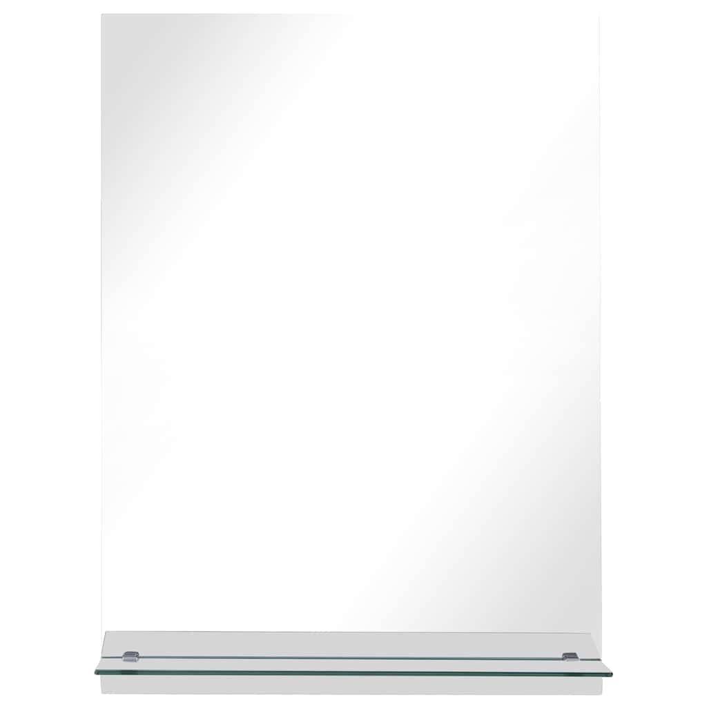 Väggspegel med hylla 50x70 cm härdat glas
