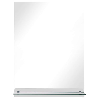 Väggspegel med hylla 50x70 cm härdat glas