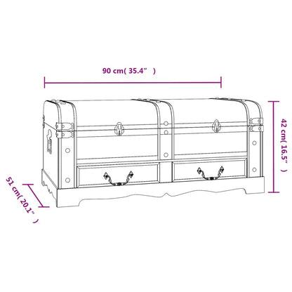 Förvaringskista Skattkista vintagestil stor Trä svart