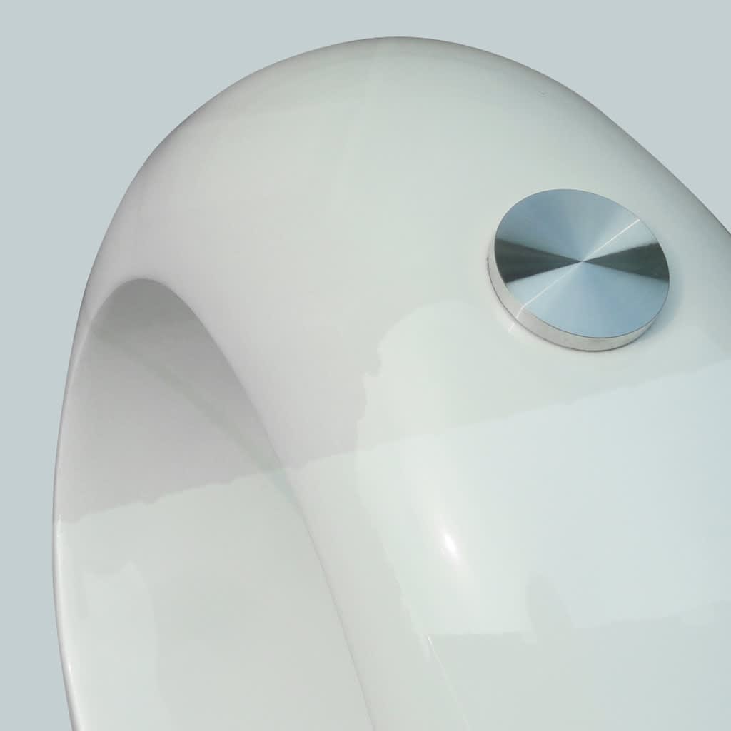 Soffbord med oval bordsskiva i glas högglans vit