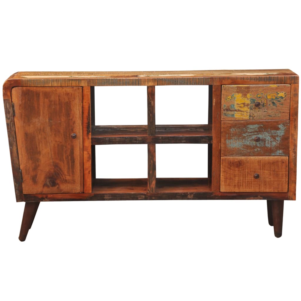 Skåp Trä återvunnet Trä 1 lucka 4 hyllor 3 lådor