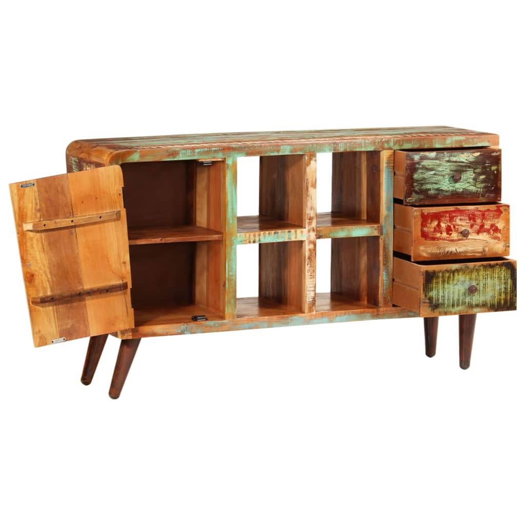 Skåp Trä återvunnet Trä 1 lucka 4 hyllor 3 lådor