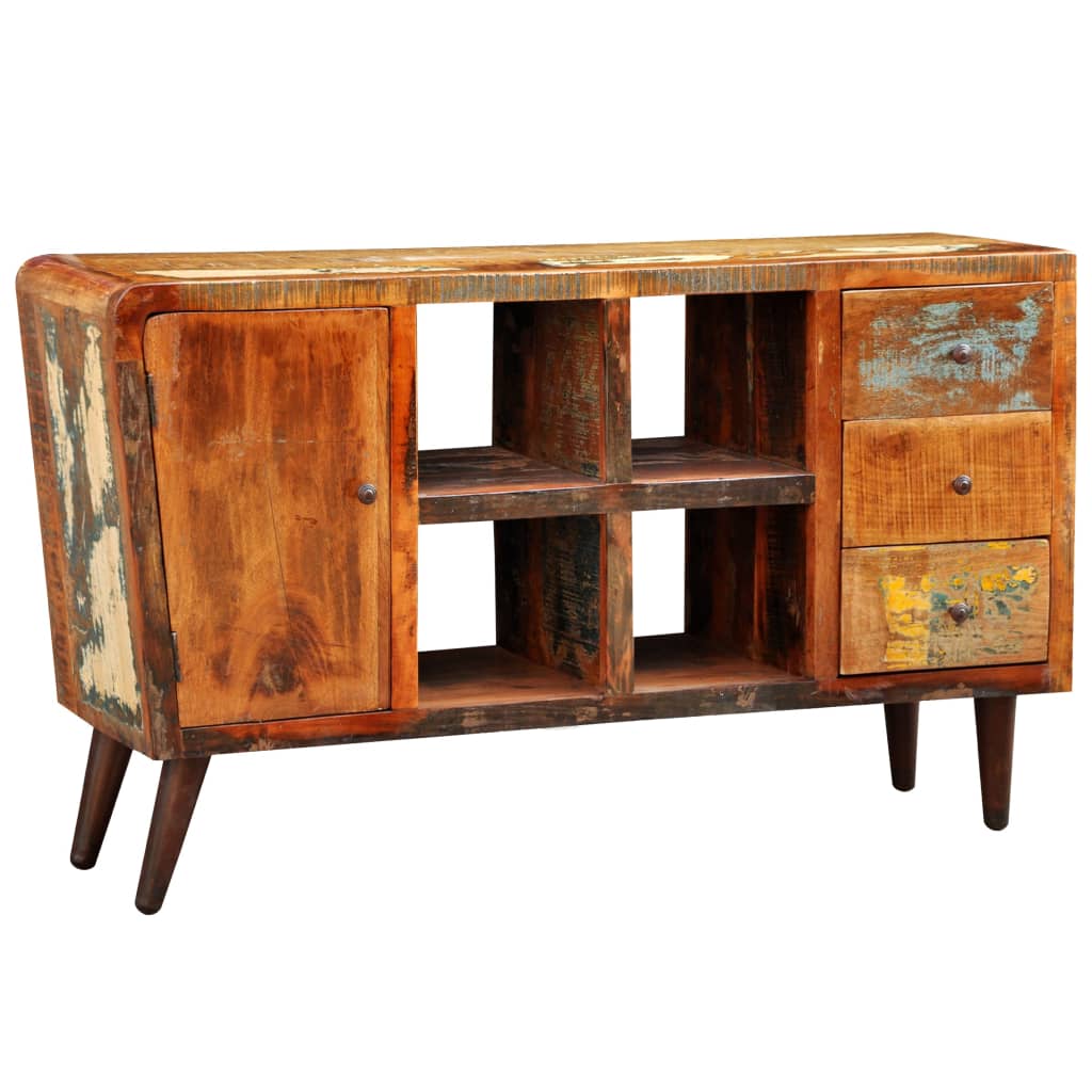 Skåp Trä återvunnet Trä 1 lucka 4 hyllor 3 lådor