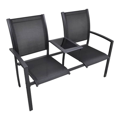 Trädgårdsbänk Metall 2-sits 131 cm stål och textilene svart