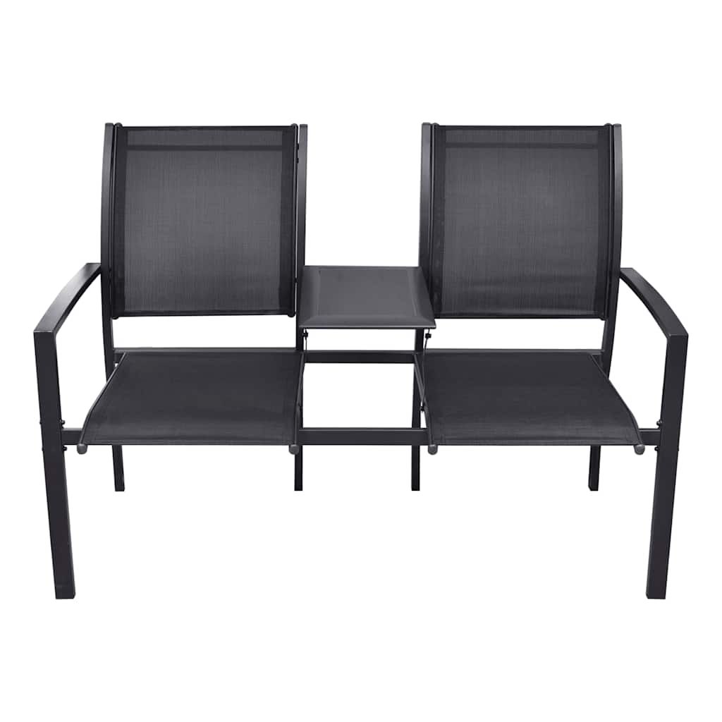 Trädgårdsbänk Metall 2-sits 131 cm stål och textilene svart