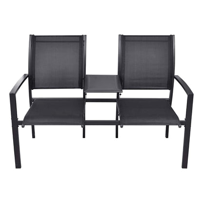 Trädgårdsbänk Metall 2-sits 131 cm stål och textilene svart