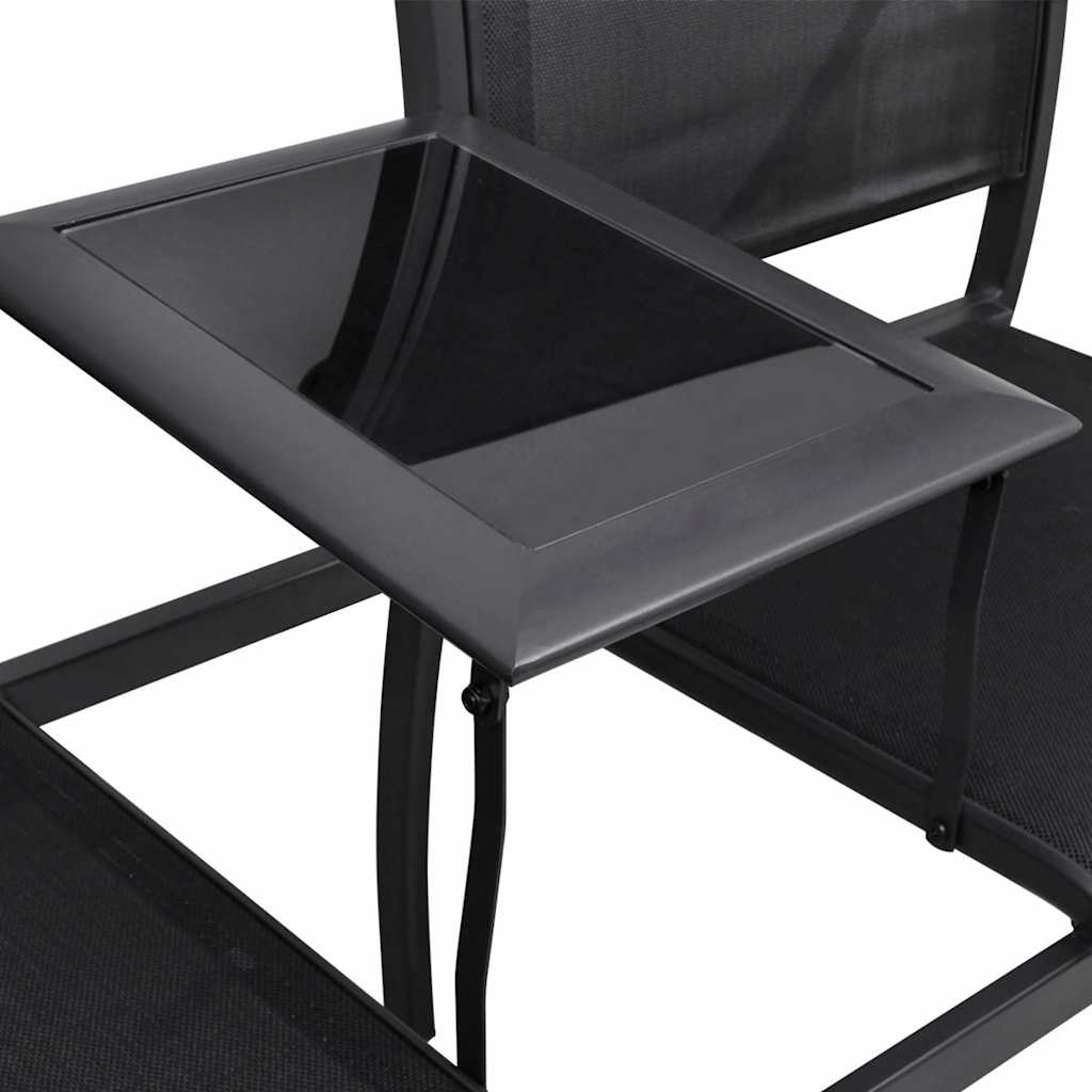 Trädgårdsbänk Metall 2-sits 131 cm stål och textilene svart