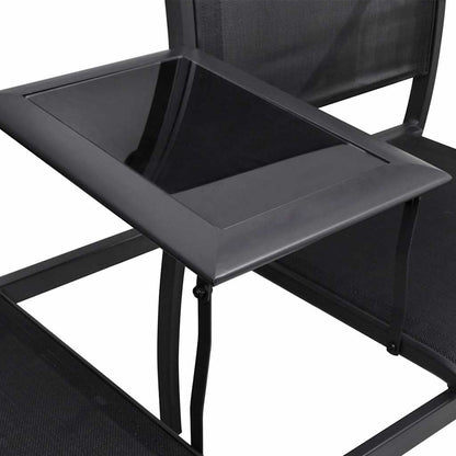 Trädgårdsbänk Metall 2-sits 131 cm stål och textilene svart