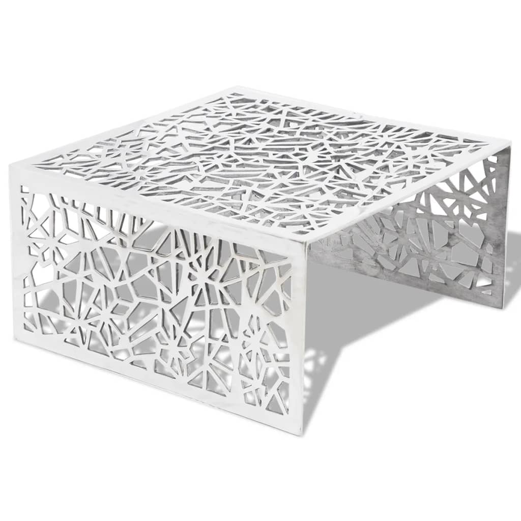 Soffbord DIV. geometrisk design aluminium silver