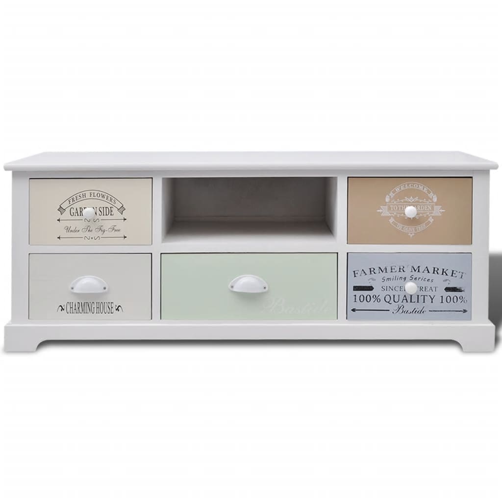 TV-Möbel Vit TV-Bänk i fransk stil trä