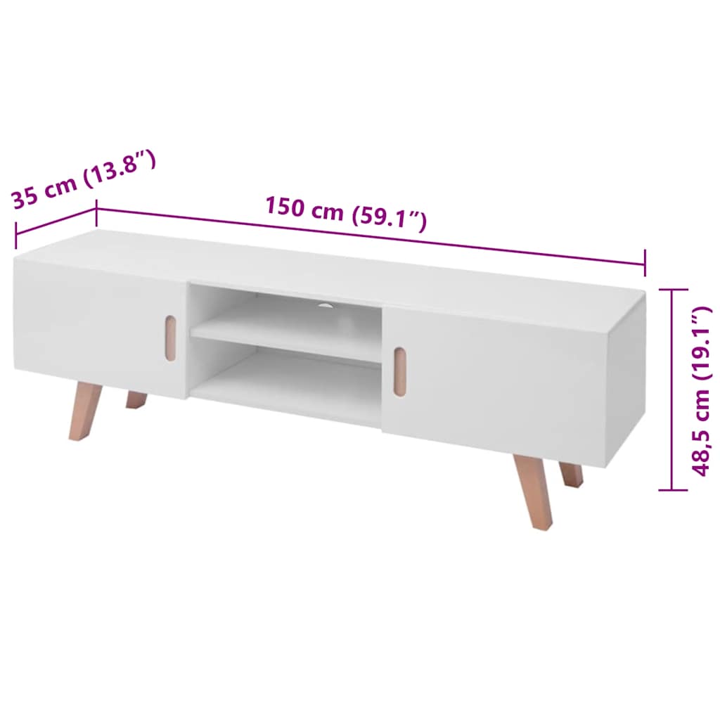 TV-Möbel Högglans Vit TV-Bänk 150x35x48,5 cm