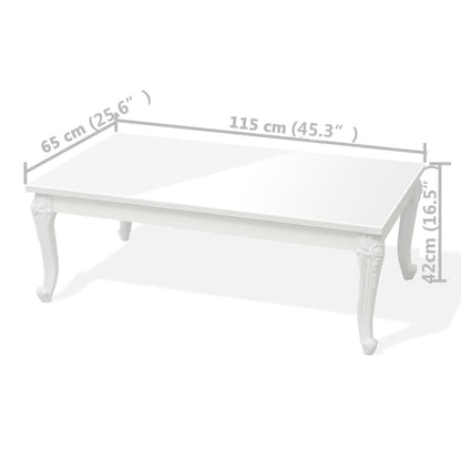 Soffbord Högglans Vit 115x65x42 cm
