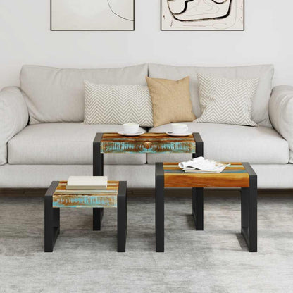 Soffbord Trä 3 delar återvunnet massivt trä