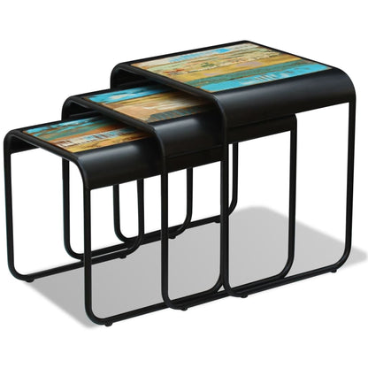 Soffbord Trä 3 delar återvunnet massivt trä