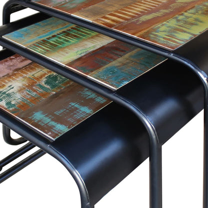 Soffbord Trä 3 delar återvunnet massivt trä