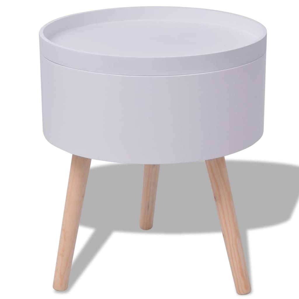 Sidobord Vit med bricka rund 39,5x44,5 cm Vit