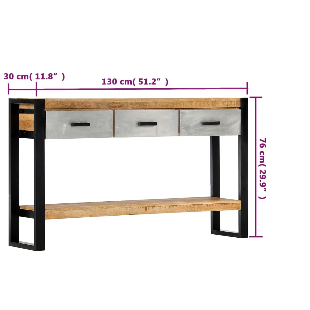 Avlastningsbord Konsollbord Trä 130x30x76 cm massivt mangoträ