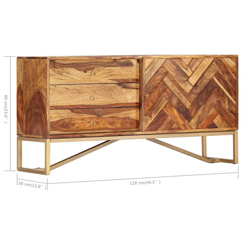 Skänk Trä 118x30x60 cm massivt sheshamträ