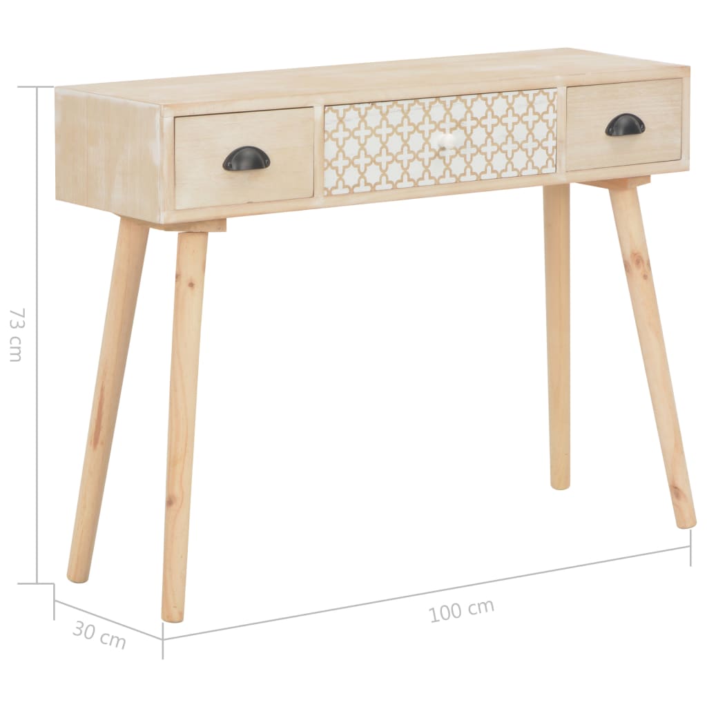 Avlastningsbord Konsollbord Trä med 3 lådor 100x30x73 cm massiv furu