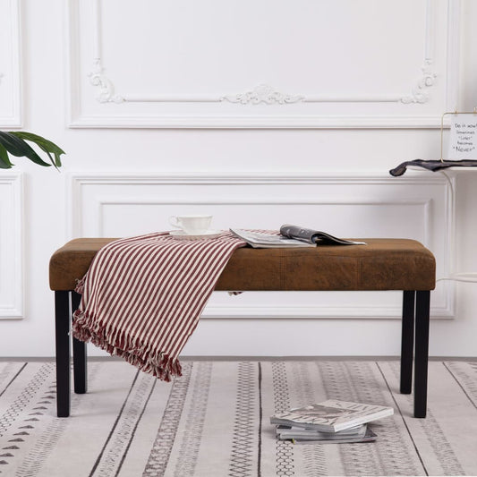 Hallbänk 106 cm konstmocka Brun