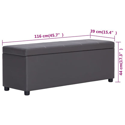 Hallbänk med förvaringsutrymme 116 cm Grå konstläder