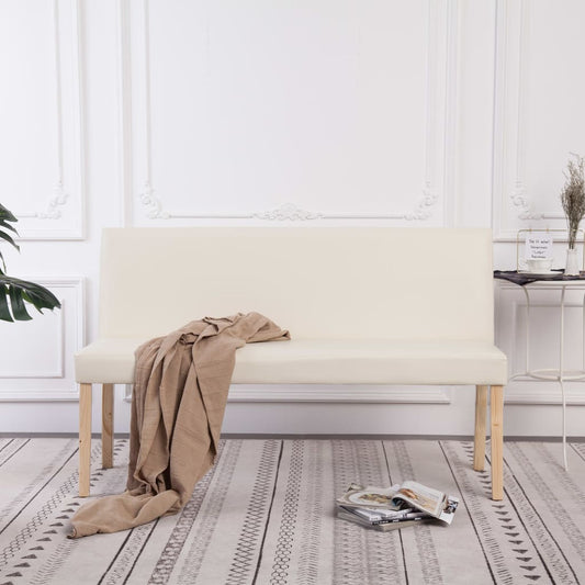 Bänk 139,5 cm konstläder gräddvit