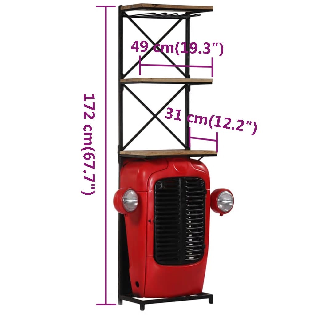 Vinställ traktor 49x31x172 cm massivt mangoträ