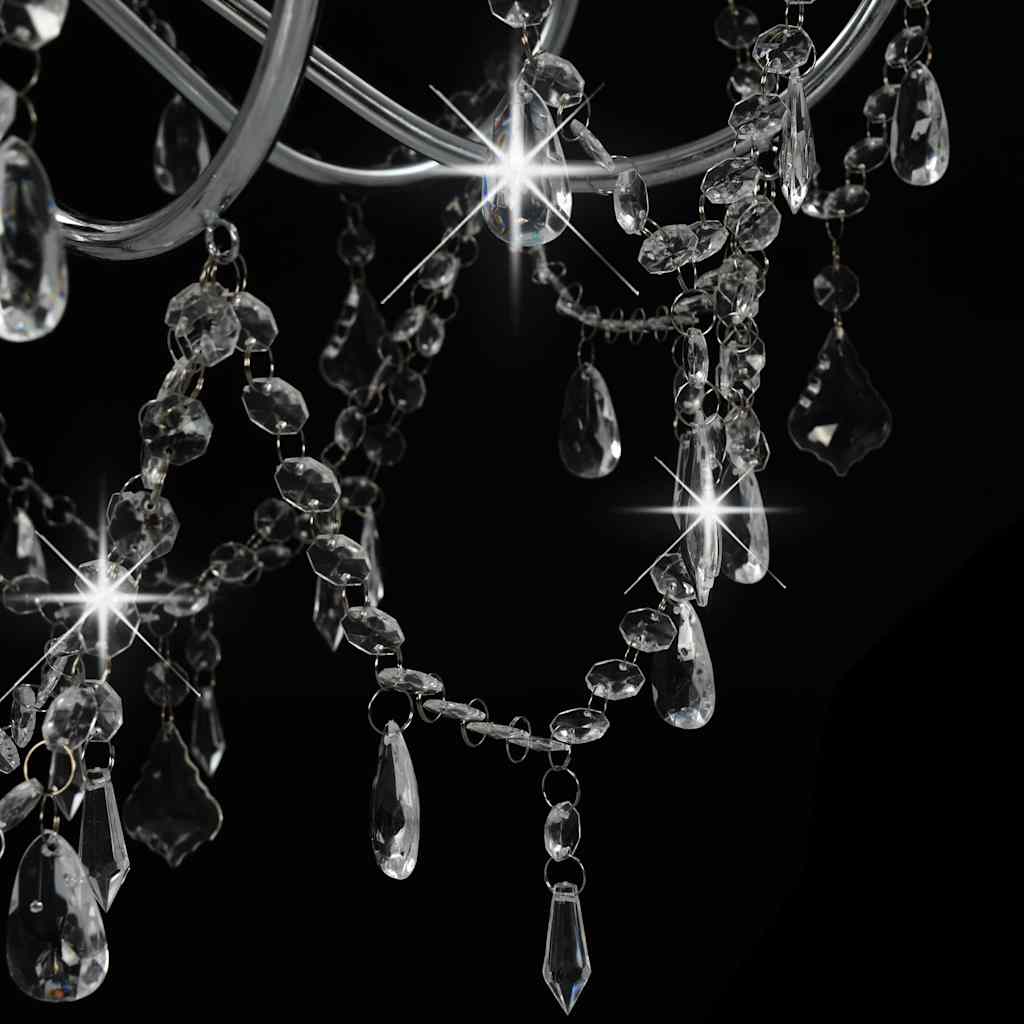 Taklampa Takkrona med pärlor silver 8 x E14-glödlampor