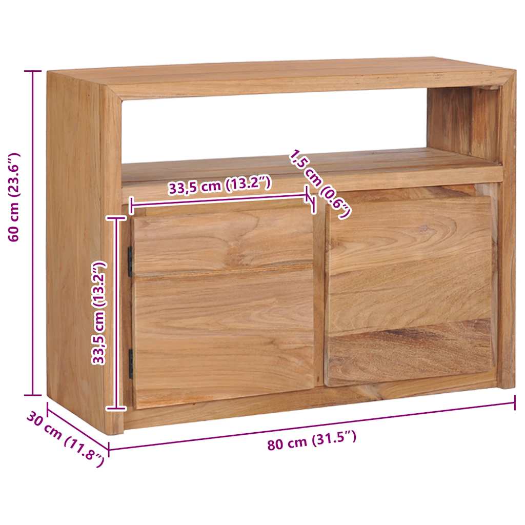 Skänk Trä 80x30x60 cm massiv teak