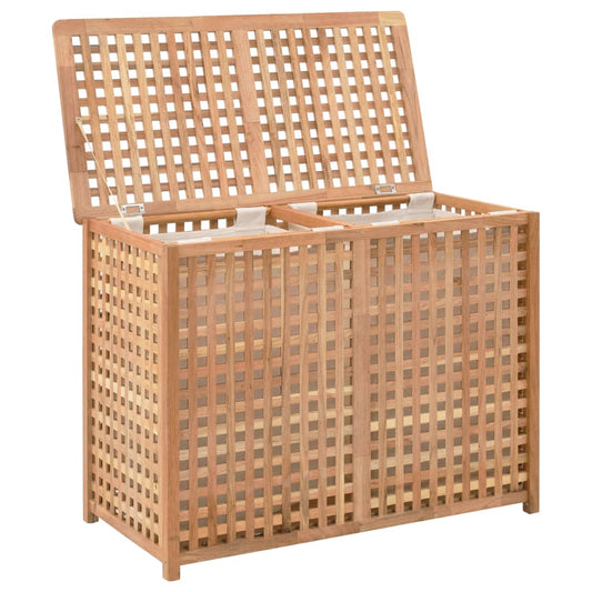 Tvättkorg 87,5x46x67 cm massivt valnötsträ