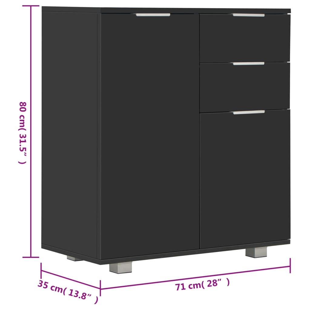 Skänk Högglans Svart 71x35x80 cm