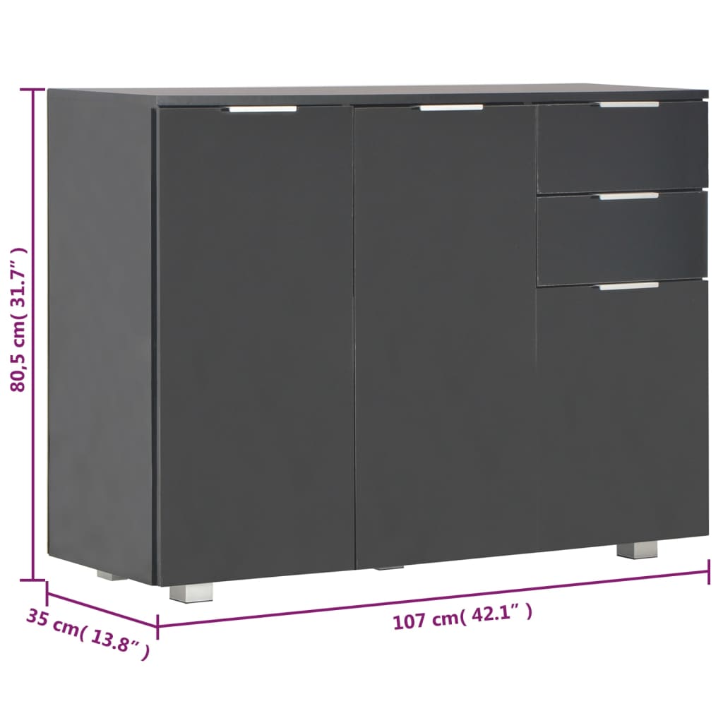 Skänk Högglans Svart 107x35x80,5 cm