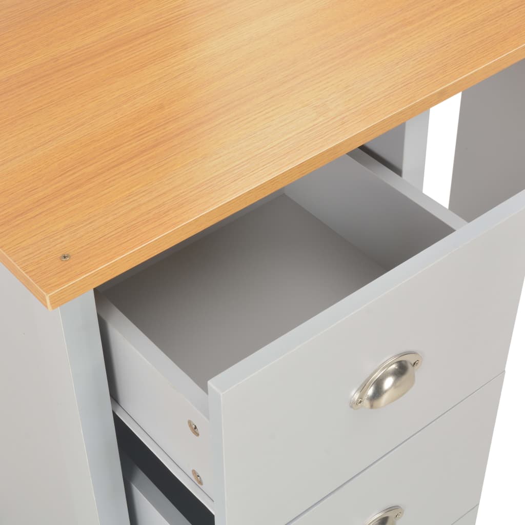 Sminkbord med spegel och pall grå 104x45x131 cm