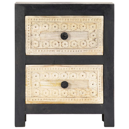 Sängbord Nattduksbord Trä Grå handsnidat 40x30x50 cm massivt mangoträ