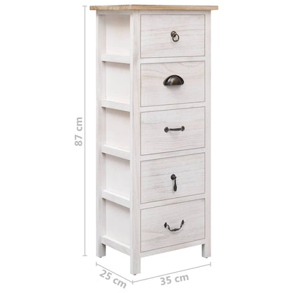 Byrå Vit 35x25x87 cm kejsarträ