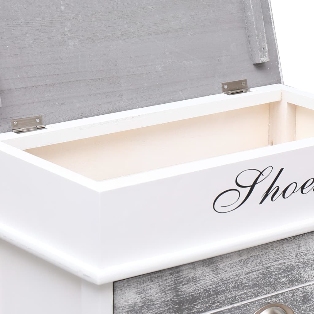 Skoställ Vit Grå 50x28x98 cm kejsarträ