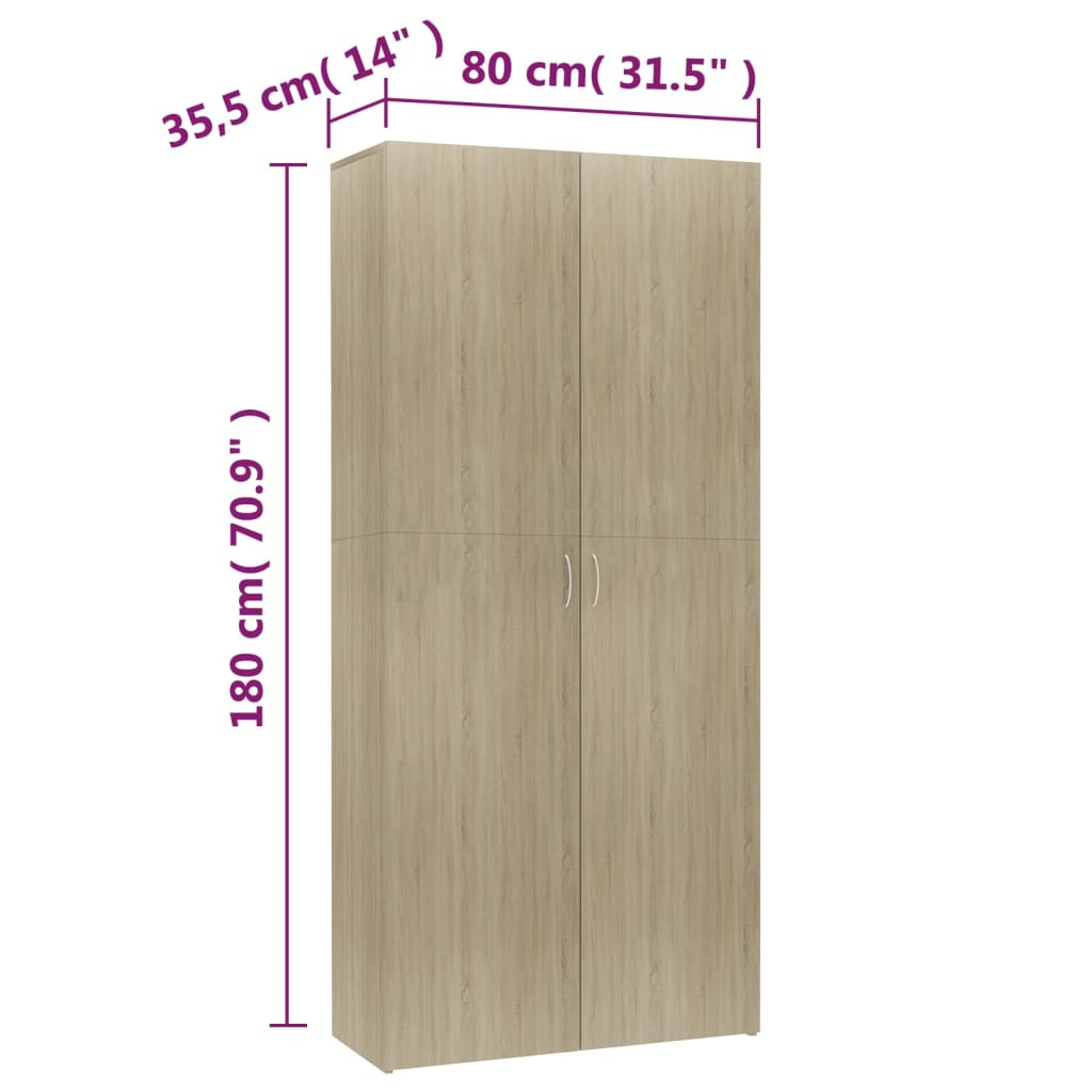 Skoskåp sonoma-ek 80x35,5x180 cm konstruerat trä