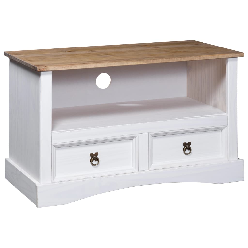 TV-Möbel Vit TV-Bänk mexikansk coronastil furu 91x43x56 cm
