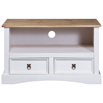 TV-Möbel Vit TV-Bänk mexikansk coronastil furu 91x43x56 cm