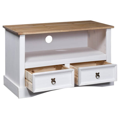 TV-Möbel Vit TV-Bänk mexikansk coronastil furu 91x43x56 cm