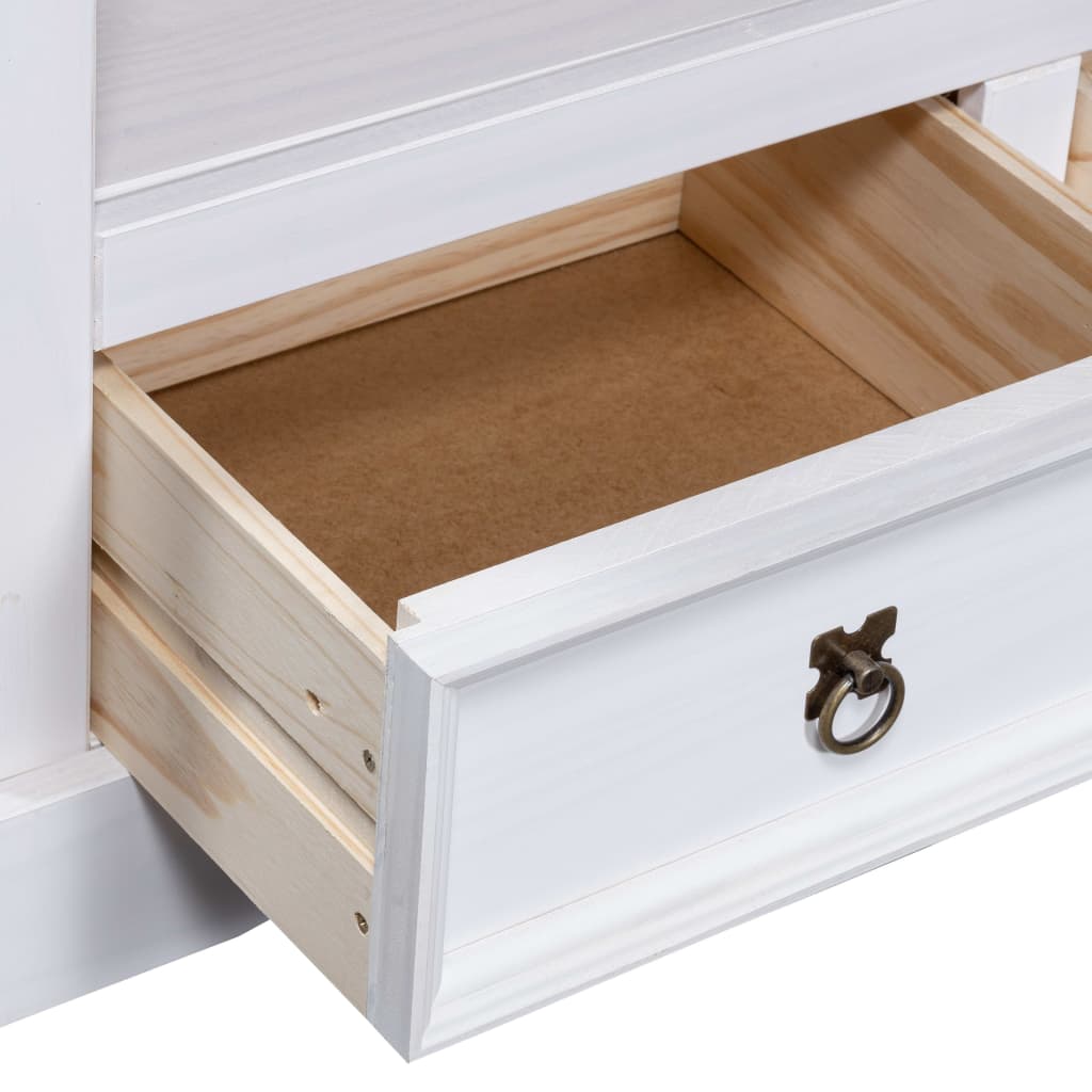 TV-Möbel Vit TV-Bänk mexikansk coronastil furu 91x43x56 cm