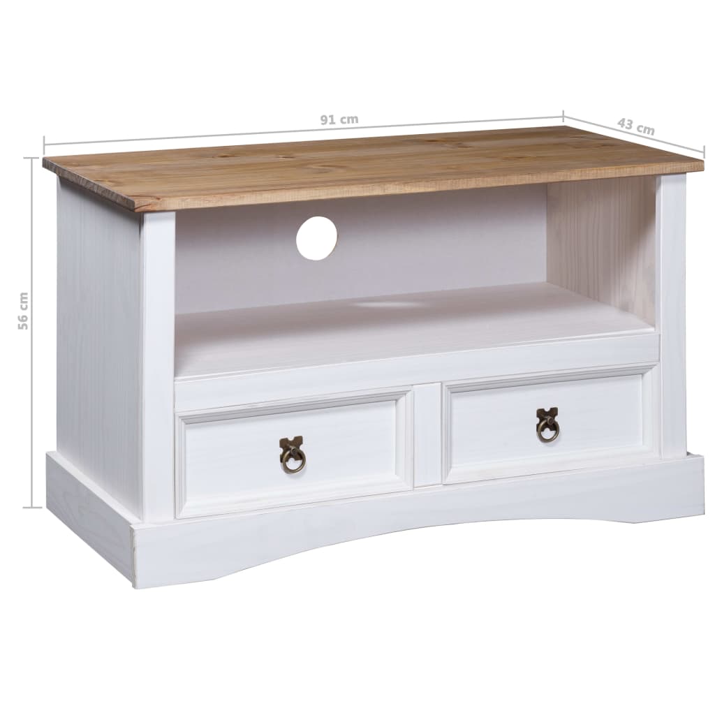 TV-Möbel Vit TV-Bänk mexikansk coronastil furu 91x43x56 cm