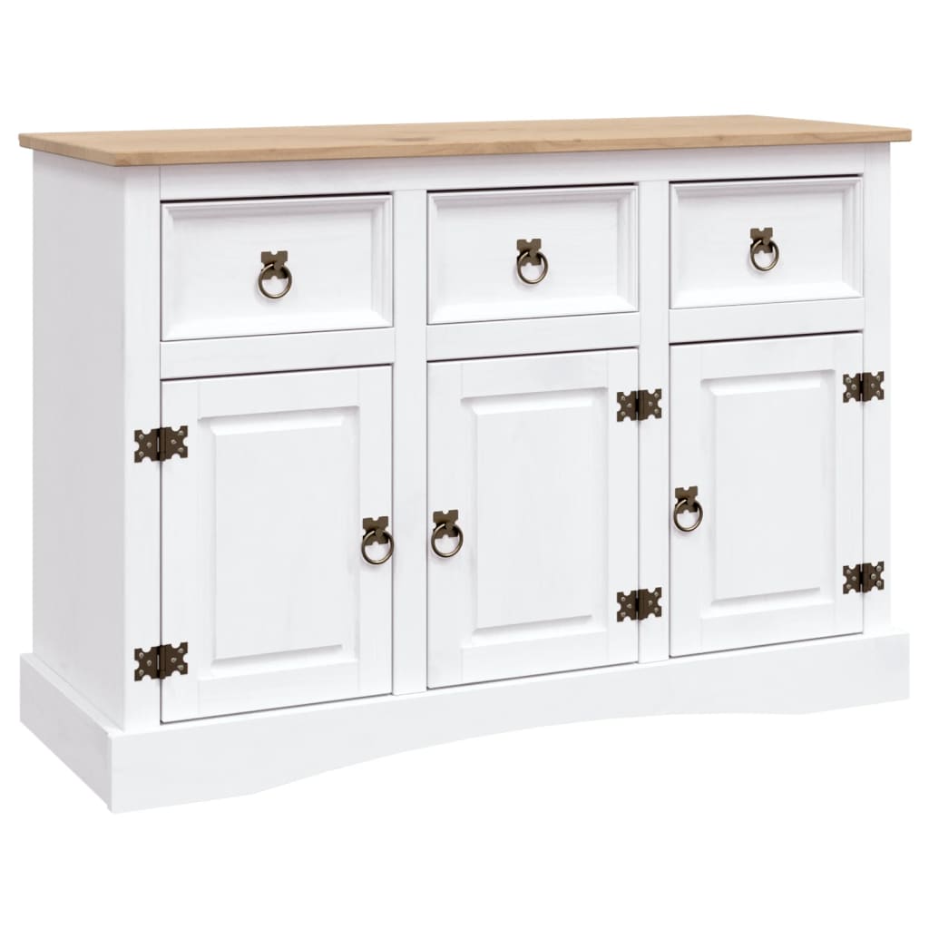 Skänk Vit mexikansk coronastil massiv furu 132x43x78 cm
