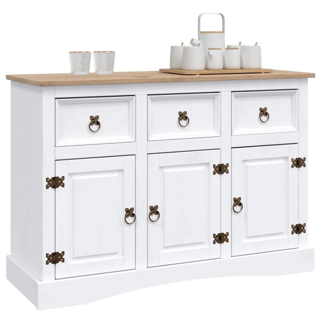 Skänk Vit mexikansk coronastil massiv furu 132x43x78 cm